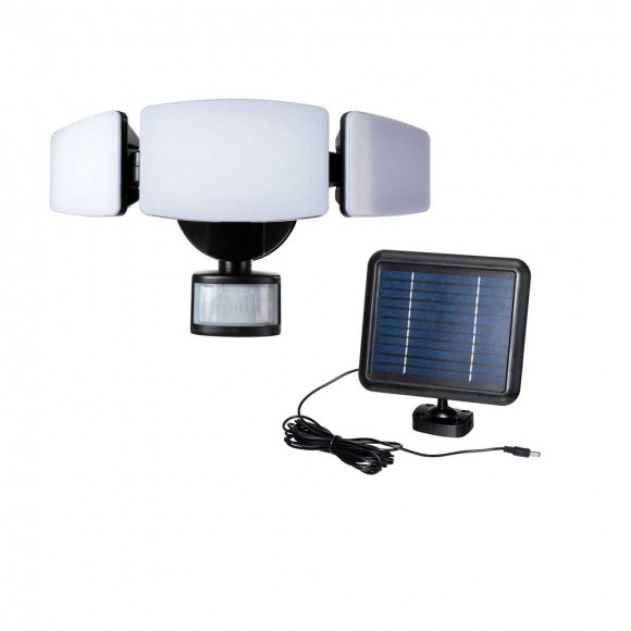 glitzhome Glitzhome 12.5"L Outdoor Solar Powered Triple-Head SMD LED Motion Senser Security Flood Light