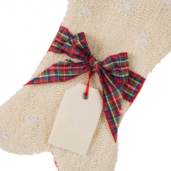 Glitzhome Glitzhome 12.50"L Bone Shape Hooked Christmas Stocking