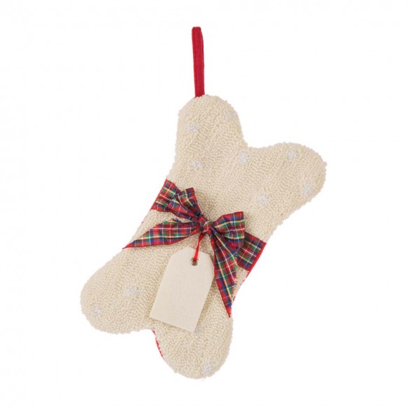 glitzhome Glitzhome 12.50"L Bone Shape Hooked Christmas Stocking