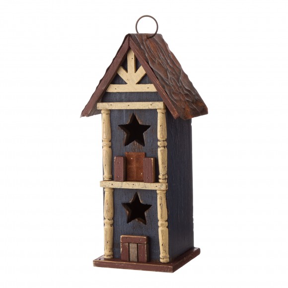 Glitzhome Glitzhome 12.6"H Hanging Patriotic Two-Tiered Distressed Wooden/Iron Garden Birdhouse