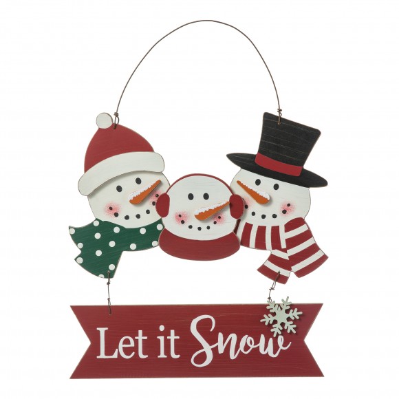 Glitzhome Glitzhome 12.75"H Wooden Christmas Snowman Family Wall Decor