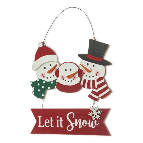 glitzhome Glitzhome 12.75"H Wooden Christmas Snowman Family Wall Decor