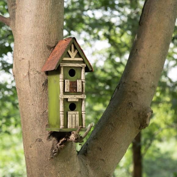 Glitzhome Glitzhome 12.8"H Tall Two-Tier Hand Painted Wood Birdhouse