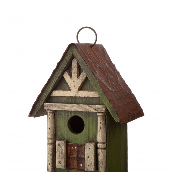 Glitzhome Glitzhome 12.8"H Tall Two-Tier Hand Painted Wood Birdhouse