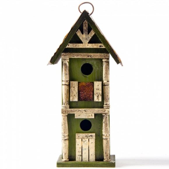 glitzhome Glitzhome 12.8"H Tall Two-Tier Hand Painted Wood Birdhouse