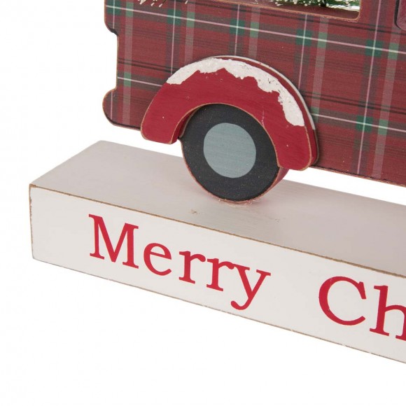 Glitzhome Glitzhome 12.81"L Wooden/Metal Red Truck Table Decor
