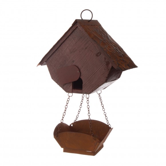 Glitzhome Glitzhome 12.91"H Rustic Garden Distressed Wooden Decorative Birdhouse With Bird Bath