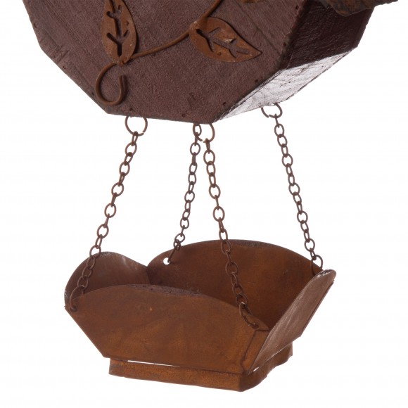 Glitzhome Glitzhome 12.91"H Rustic Garden Distressed Wooden Decorative Birdhouse With Bird Bath