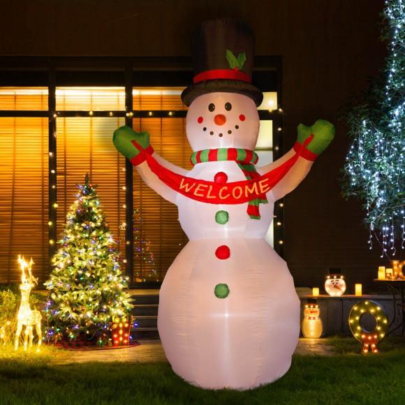 Glitzhome Glitzhome 12 Ft Lighted Inflatable Snowman Decor With "Welcome" Banner