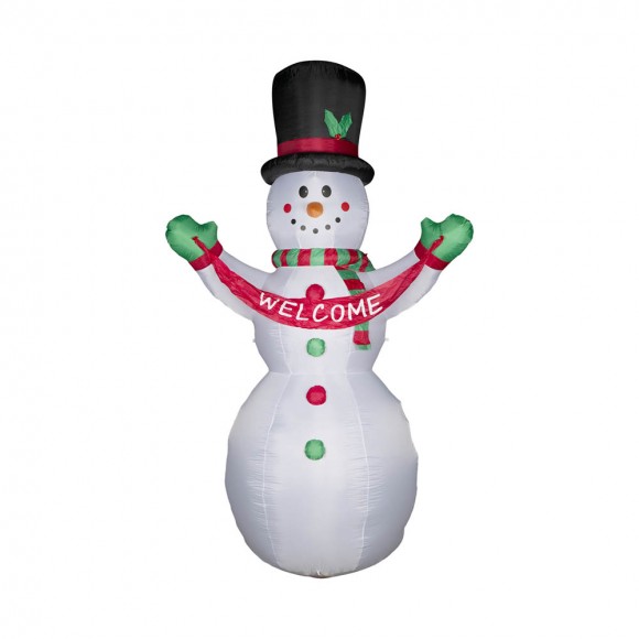 Glitzhome Glitzhome 12 Ft Lighted Inflatable Snowman Decor With "Welcome" Banner