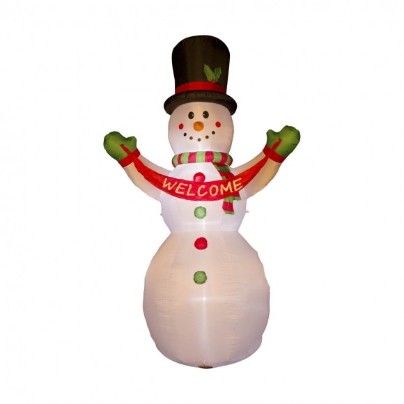 glitzhome Glitzhome 12 ft Lighted Inflatable Snowman Decor with "Welcome" Banner