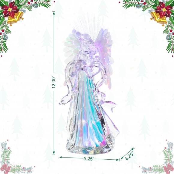 Glitzhome Glitzhome 12"H Acrylic LED Color Changing Lighted Tabletop Angel Figurine