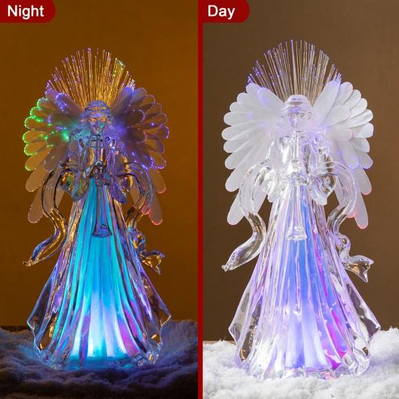 Glitzhome Glitzhome 12"H Acrylic LED Color Changing Lighted Tabletop Angel Figurine