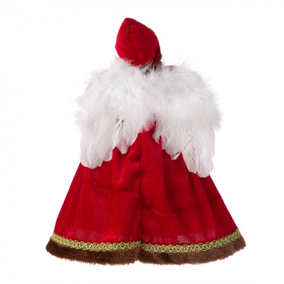 Glitzhome Glitzhome 12"H Christmas Red Velvet Angel Tree Topper