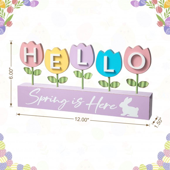 Glitzhome Glitzhome 12"H Easter Wooden/Metal Tulips Table Decor