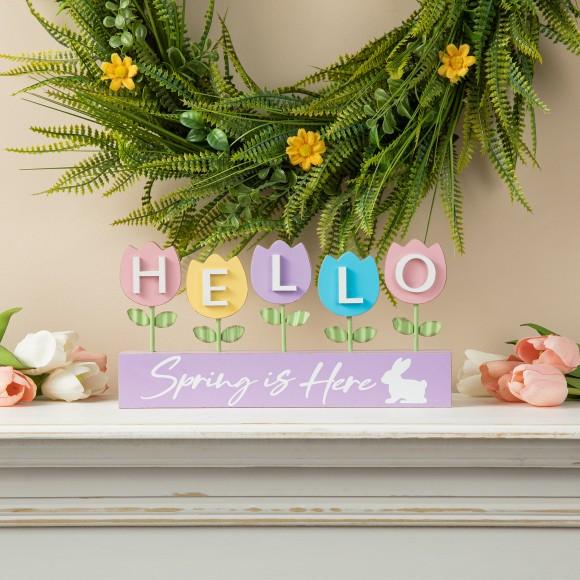 Glitzhome Glitzhome 12"H Easter Wooden/Metal Tulips Table Decor