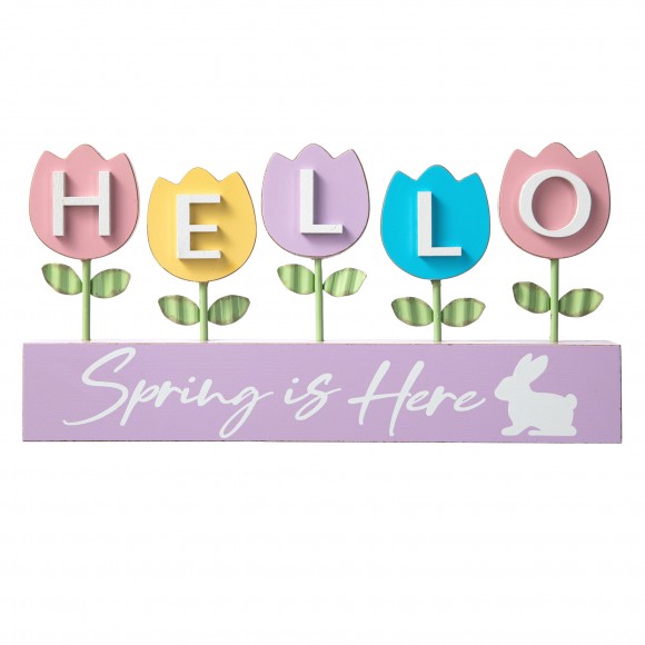 Glitzhome Glitzhome 12"H Easter Wooden/Metal Tulips Table Decor