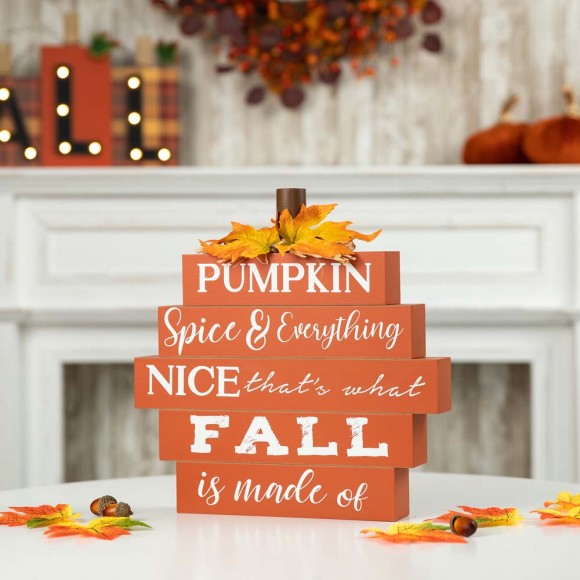 Glitzhome Glitzhome 12"H Fall Wooden Pumpkin Table Sign Decor