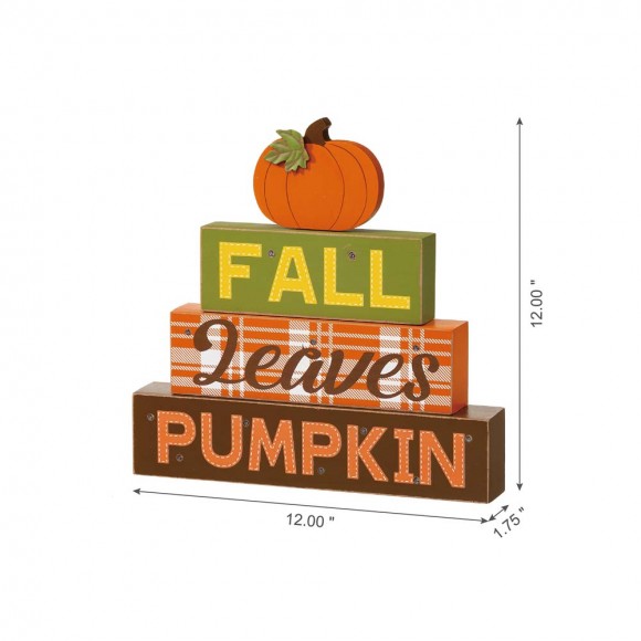 Glitzhome Glitzhome 12"H LED Lighted Fall Wooden Block Word Sign Decor