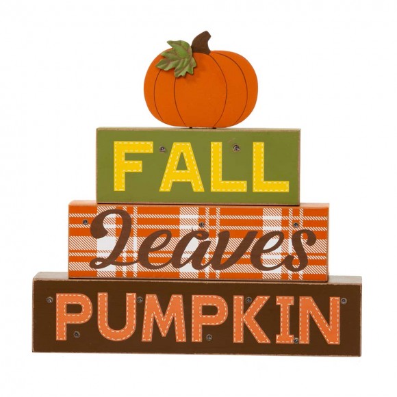 Glitzhome Glitzhome 12"H LED Lighted Fall Wooden Block Word Sign Decor