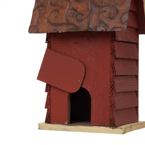 Glitzhome Glitzhome 12"H Red Distressed Solid Wood Cottage Birdhouse