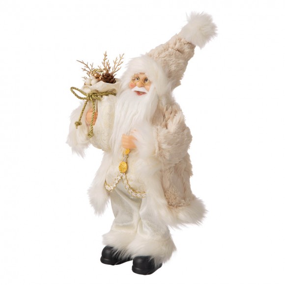 Glitzhome Glitzhome 12"H Standing Santa Figurine With A Beige Felt Outfit