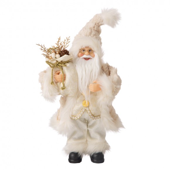 glitzhome Glitzhome 12"H Standing Santa Figurine With a Beige Felt Outfit