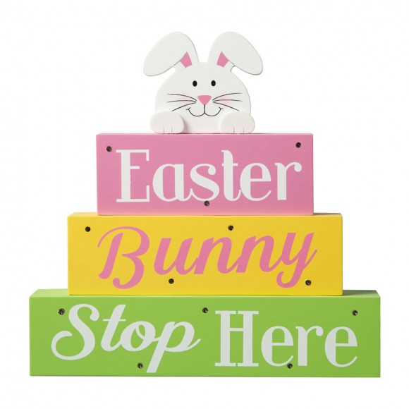 Glitzhome Glitzhome 12"L Easter LED Lighted Wooden Bunny Block Word Sign