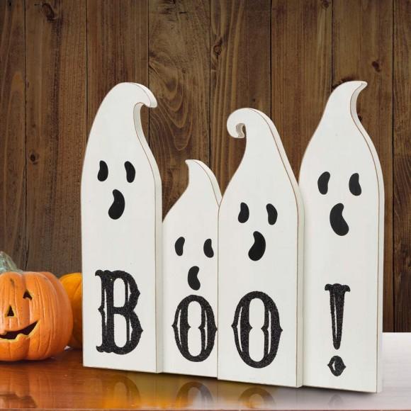 Glitzhome Glitzhome 12"L Halloween Wooden Ghost Table Decor