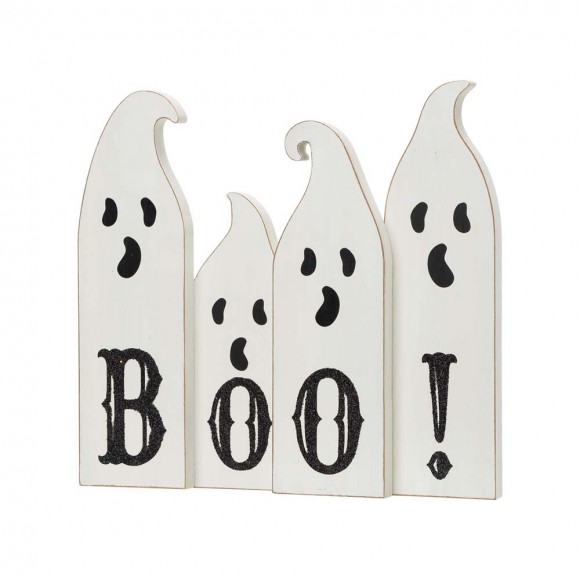 glitzhome Glitzhome 12"L Halloween Wooden Ghost Table Decor