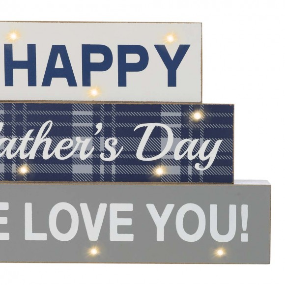 Glitzhome Glitzhome 12"L Lighted Wooden Happy Father's Day Block Sign