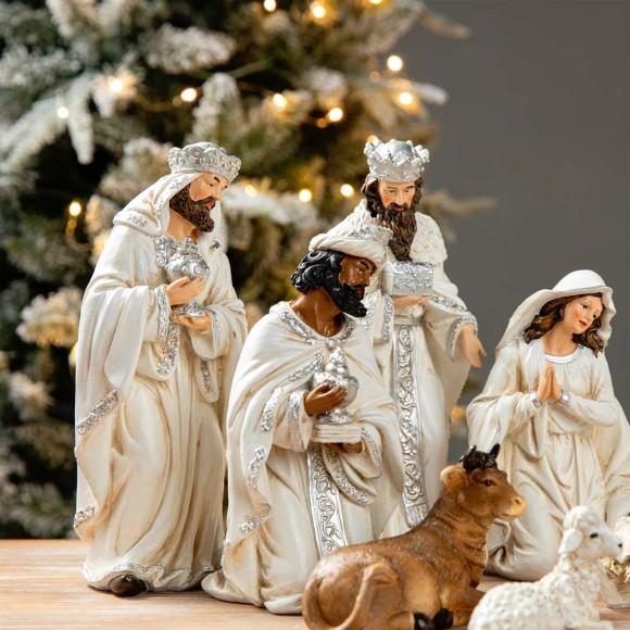 Glitzhome Glitzhome 12pcs Ivory Resin Nativity Scene Figurine Set