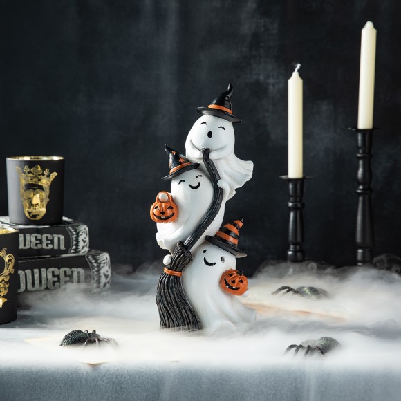 Glitzhome Glitzhome 13.00"H Halloween Polyresin Stacked Ghost Table Decor