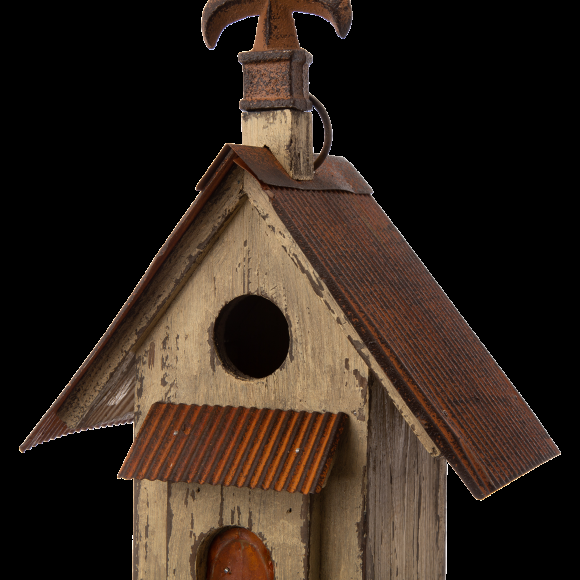 Glitzhome Glitzhome 13.11"H Tall Church Hand Painted Wood Birdhouse