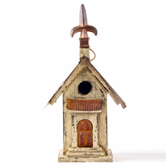 glitzhome Glitzhome 13.11"H Tall Church Hand Painted Wood Birdhouse