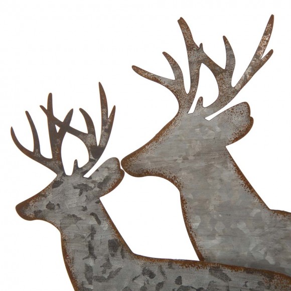 Glitzhome Glitzhome 13.19"L Galvanized Metal/Wooden Reindeer Table Décor