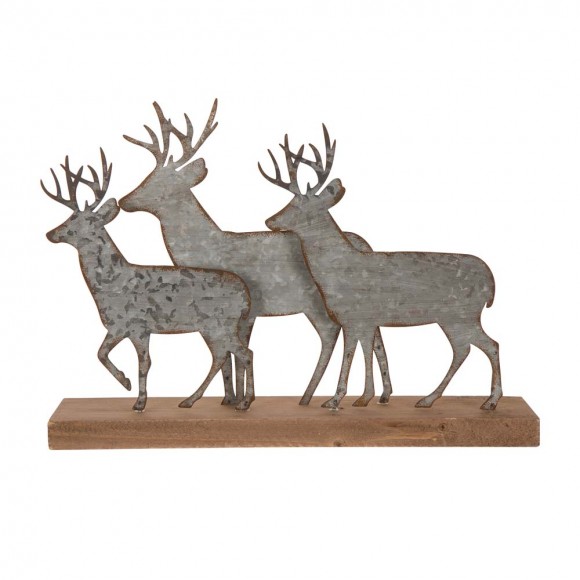 glitzhome Glitzhome 13.19"L Galvanized Metal/Wooden Reindeer Table Décor