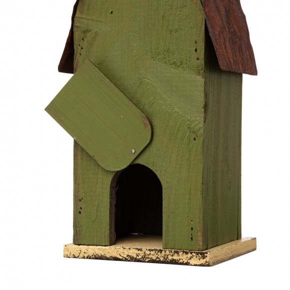 Glitzhome Glitzhome 13.25"H Green Distressed Solid Wood Birdhouse