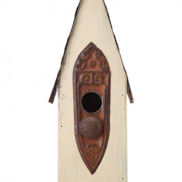 Glitzhome Glitzhome 13.25"H Washed White Distressed Solid Wood Birdhouse