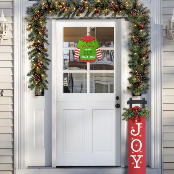 Glitzhome Glitzhome 13.25"H Wooden Christmas Elf Word Sign Door Hanger(KD)