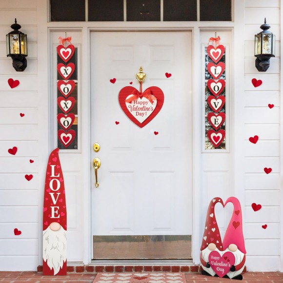 Glitzhome Glitzhome 13.5"L Valentine's Wooden Heart Door Hanger