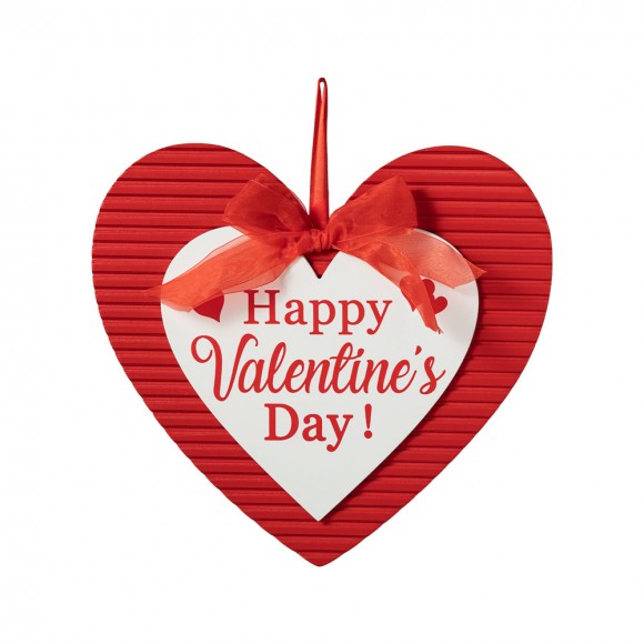 glitzhome Glitzhome 13.5"L Valentine's Wooden Heart Door Hanger