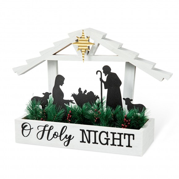 glitzhome Glitzhome 13.5"L Wooden Nativity Table Decor