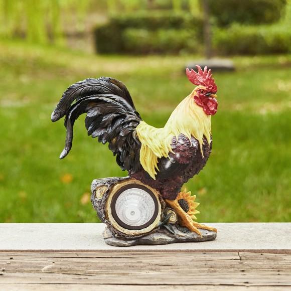 Glitzhome Glitzhome 13.75"H Resin Solar Powered Vibrant Rooster Garden Statue