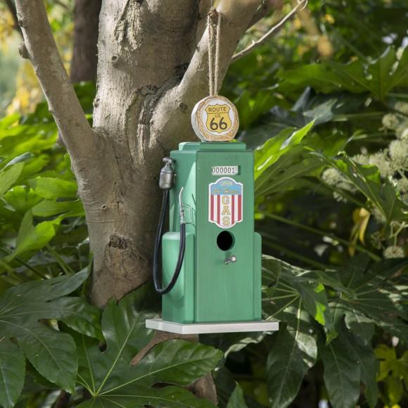 Glitzhome Glitzhome 13.75"H Wood Green Gas Pump Birdhouse
