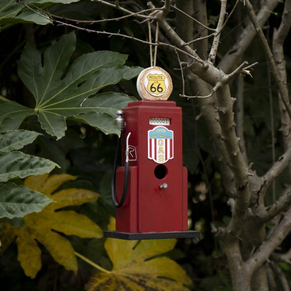 Glitzhome Glitzhome 13.75"H Wood Red Gas Pump Birdhouse