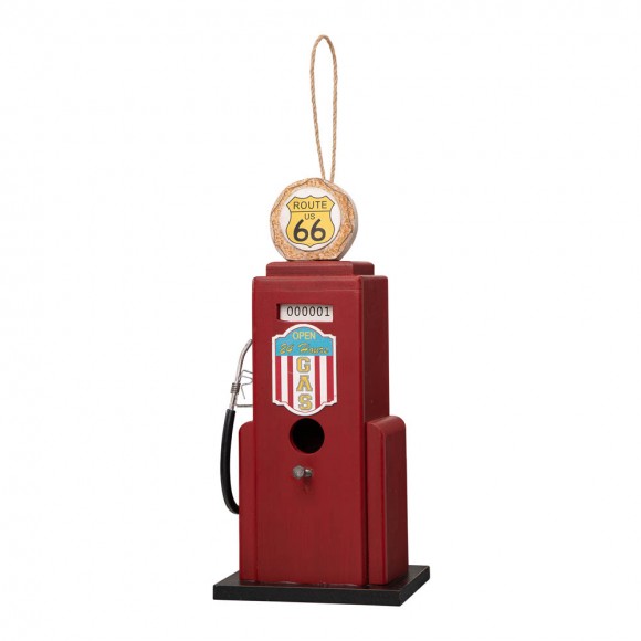 glitzhome Glitzhome 13.75"H Wood Red Gas Pump Birdhouse