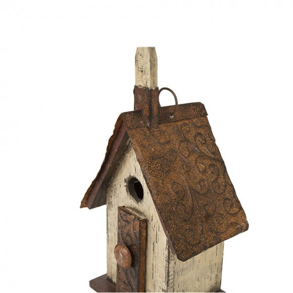 Glitzhome Glitzhome 13.90"H Distressed Wooden Birdhouse