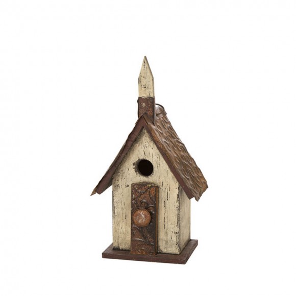 glitzhome Glitzhome 13.90"H Distressed Wooden Birdhouse