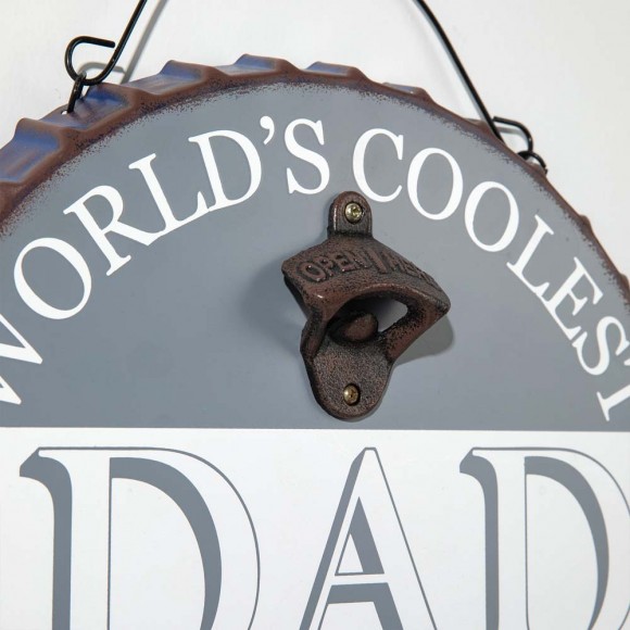 Glitzhome Glitzhome 13"D Father's Day Metal Bottle Cap Wall Sign & Organizer With A Bottle Opener